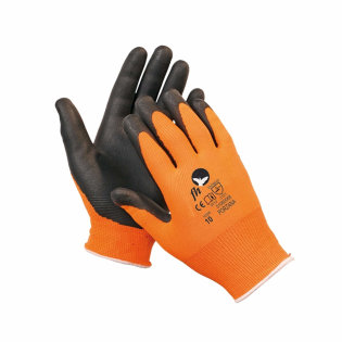 Knitted protective seamless nylon gloves provide protection of hands from mechanical risks.