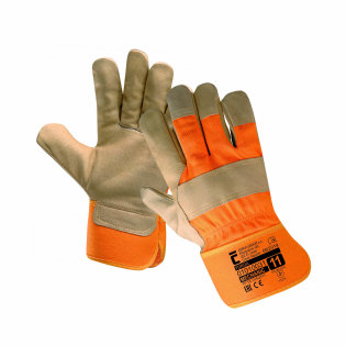 Torda work protective gloves with cotton lining, fine grain leather palm and fingers and quality cotton back.
