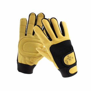 Antivibration leather glove Arkad with reinforcement on the palm. Ideal for mechanical work. Extra pads on the palm protect your hands from vibration.