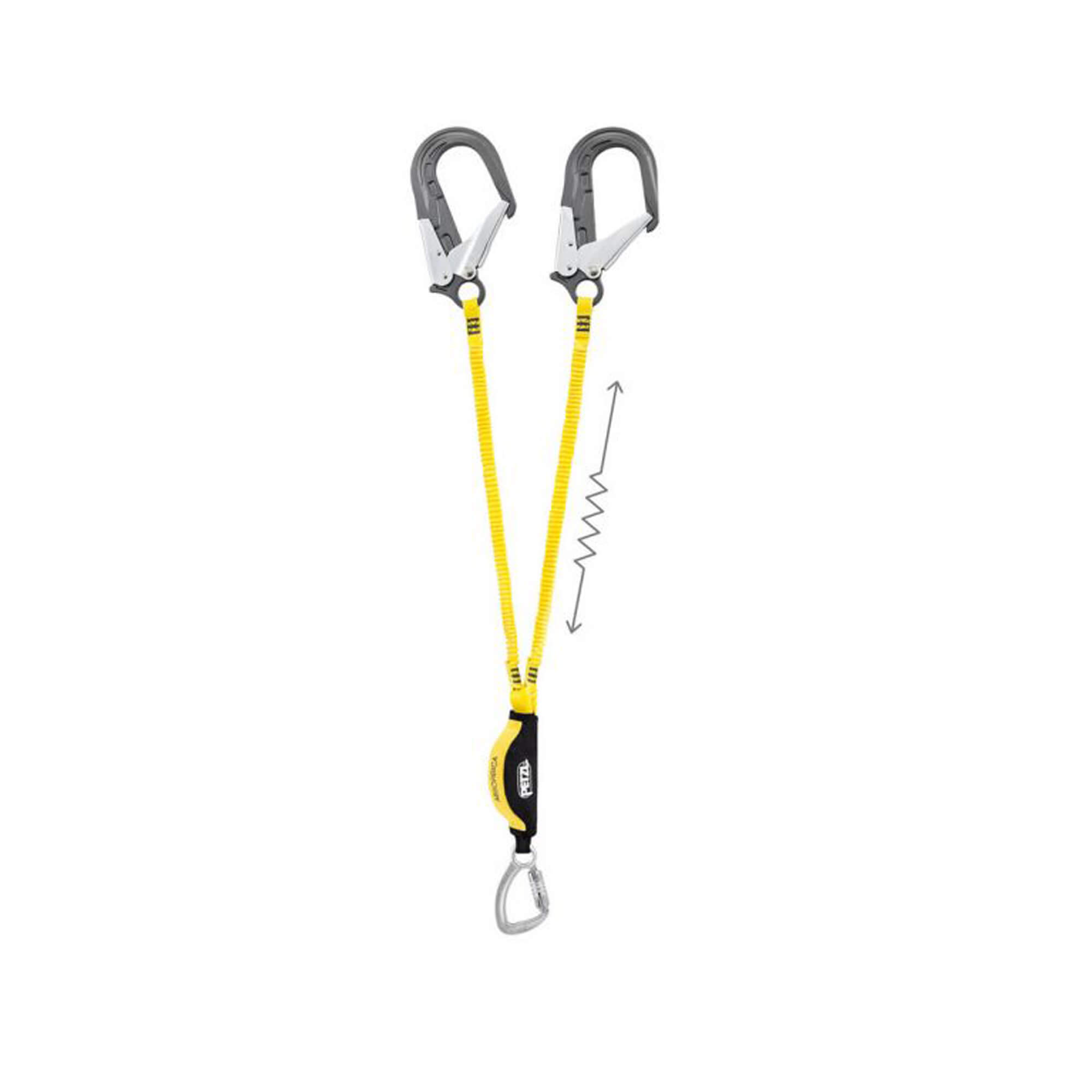 Safety climbing rope with integrated energy apsorber Apsorbica-Y Petzl