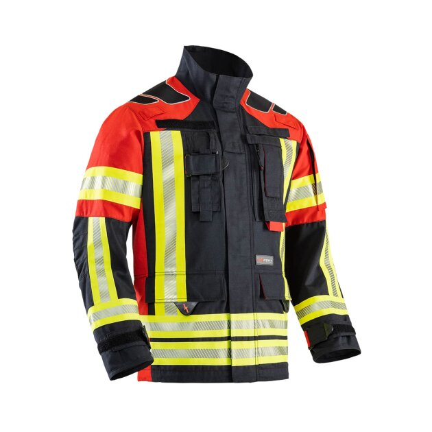 Intervention fire suit jacket for fighting forest and vegetation fires.
