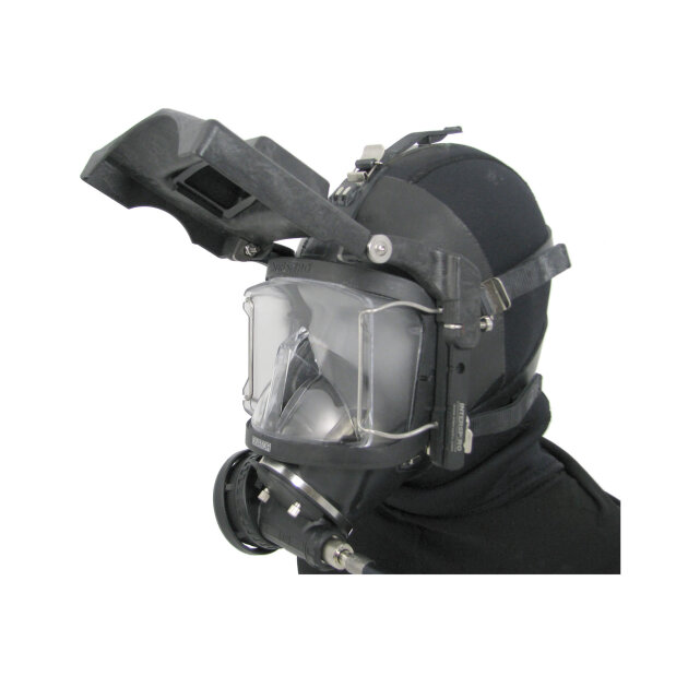 The Divator Rail System is quickly and easily attached to the Divator Full face mask making it possible to attach various accessories to the mask.