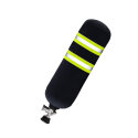 Nomex cover for breathing apparatus steel cylinder with reflective strips.