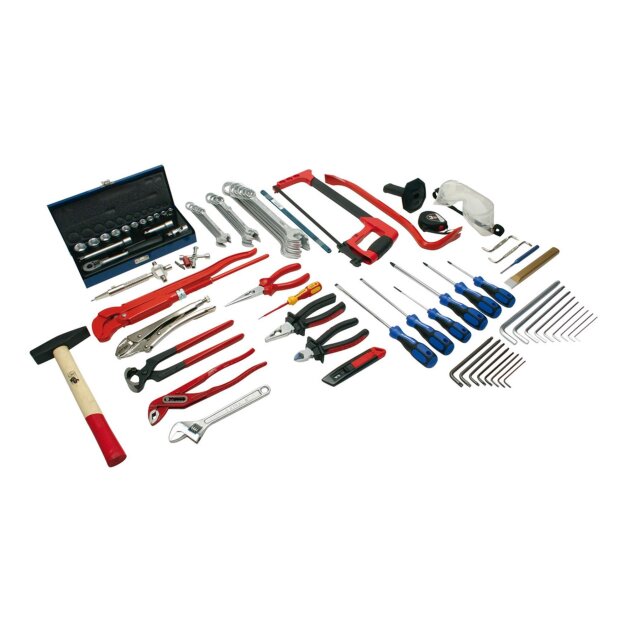Hand tool set with basic tools used in everyday life or on firefighting interventions.