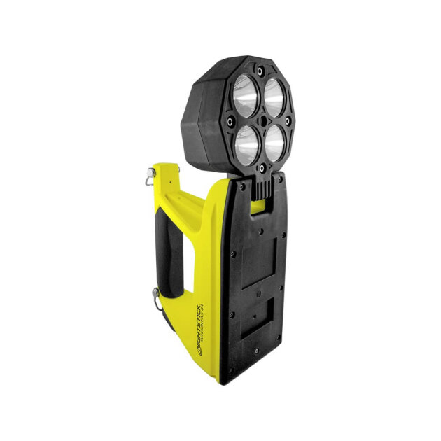 Rechargeable flashlight for firefighters with 180° articulated head. ATEX certified.