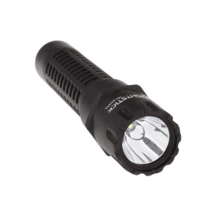 Rechargeable LED flashlight with a sharp focused beam of light that reaches a distance of 205 meters.