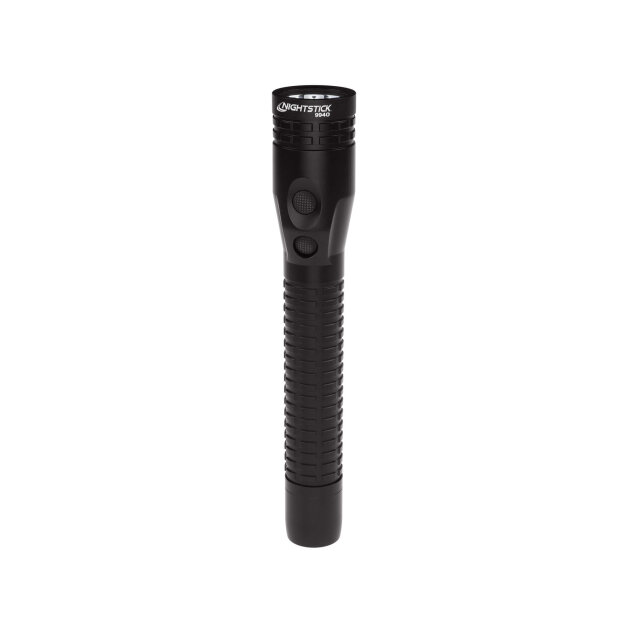 Rechargeable LED flashlight with dual-light and a magnet on the back of the flashlight body.