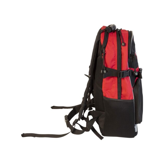 Višenamjenski ruksak za vatrogasce, s reflektirajućim trakama za bolju vidljivost i funkcionalnim pretincima za opremu.