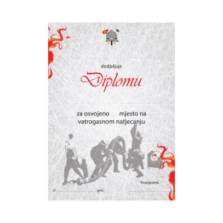 Diploma za vatrogasno natjecanje Diploma - priznanje za osvojeno mjesto na vatrogasnom natjecanju seniorskih ekipa.
