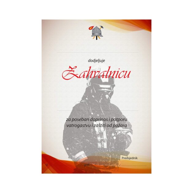Zahvalnica za vatrogasne skupštine dodjeljuje se na godišnjim vatrogasnim skupštinama vatrogascima, pokroviteljima i prijateljima društva.