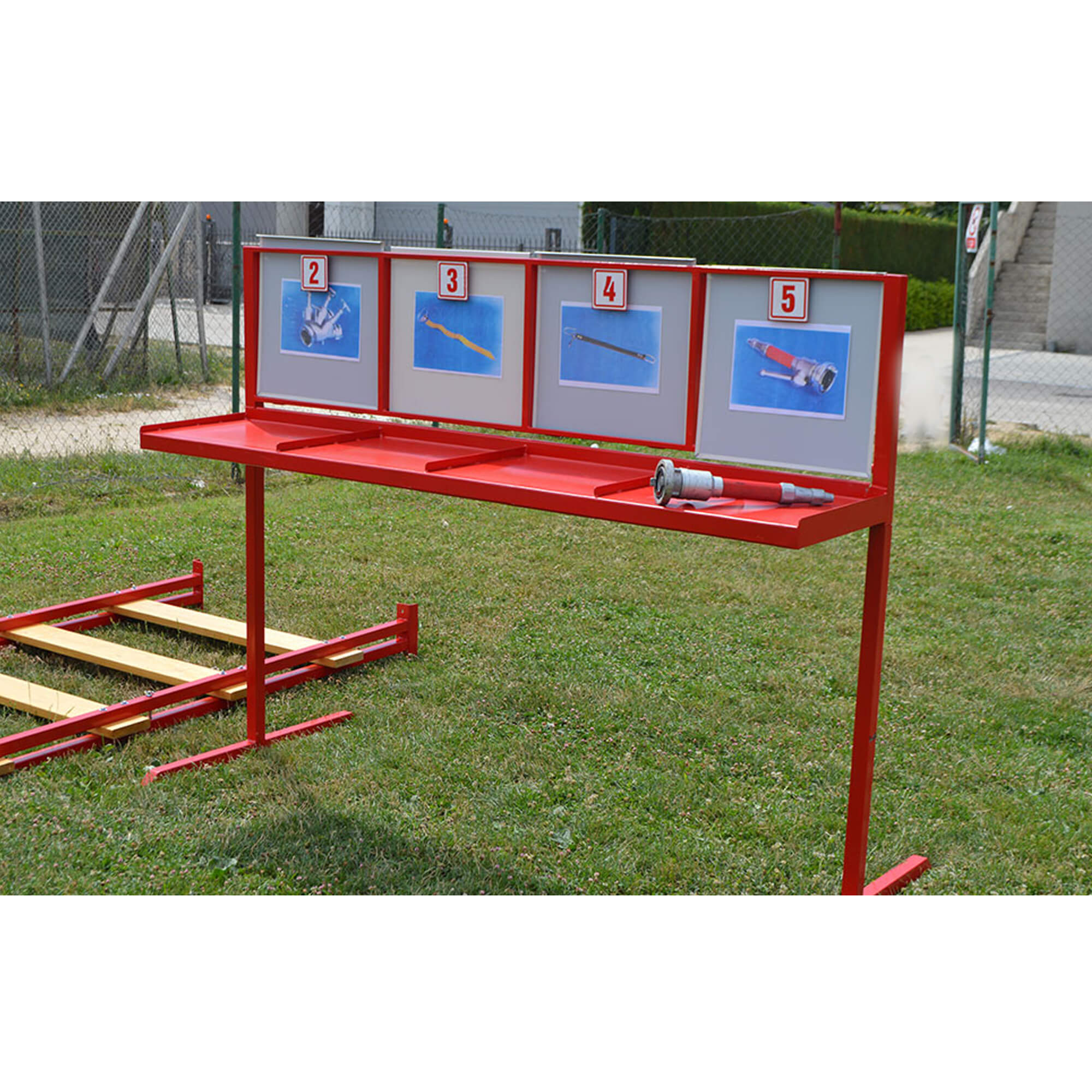 Equipment Stand with pictures and numbers