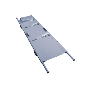 Stretcher for rescue and transport of injured persons, single or double foldable.
