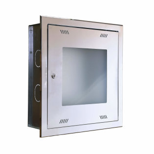 Wall hydrant cabinet HO-2B, concealed, glass door, INOX housing.